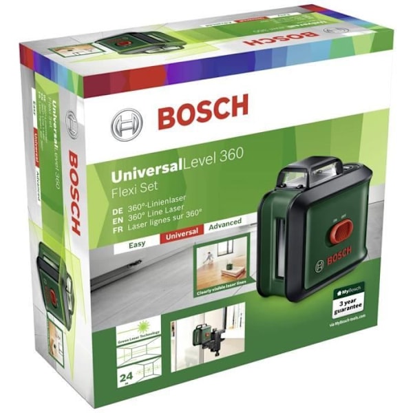Korslaser - Bosch - UniversalLevel 360 - Automatisk nivellering - Trådlös - Räckvidd 12m
