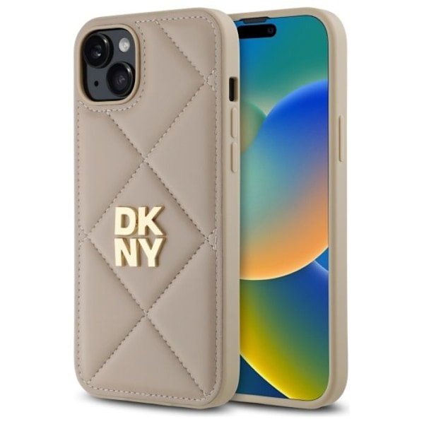 iPhone 15 Plus-fodral - DKNY läder quiltad staplad logotyp (DKHCP15MPQDSLE) - Noir