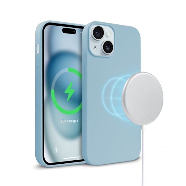 Telefonfodral - Crong - Färgad magnetisk skydd - iPhone 15 - Blå - Mjuk - MagSafe Blå