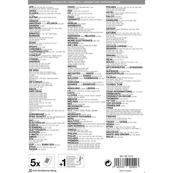 Menalux dammsugarpåse - 9001961318 - 4000 Set med 5 dammpåsar för Dirt Devil / Hanseatic / LG / Privileg