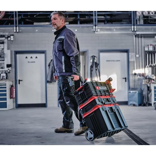 Einhell Transportlåda E-Case (90 kg max, E-Case-serien från Einhell, stapelbar, låsbar) röd och svart