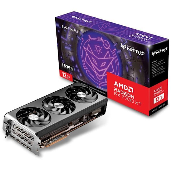 SAPPHIRE - Grafikkort - NITRO+ AMD RADEON™ RX 7700 XT GAMING OC 12GB - GDDR6 - DUBBLA HDMI / DUBBLA DP Multifärg