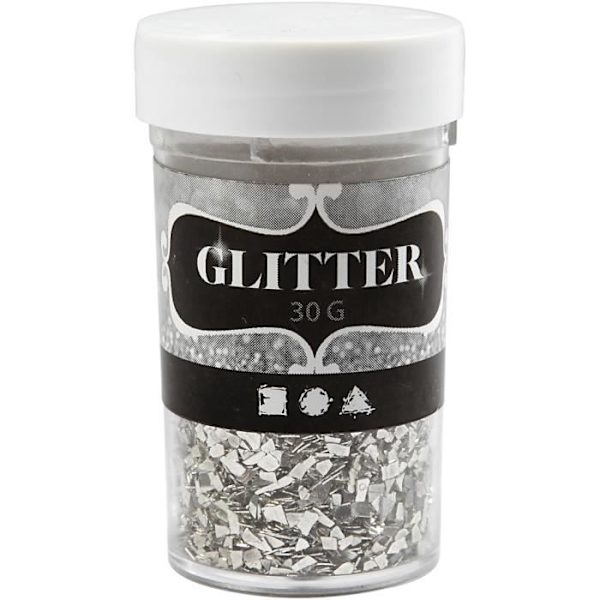 Skimrande platta paljetter med en glittrig twist - levereras i en burk med skruvlock. ref 28431
