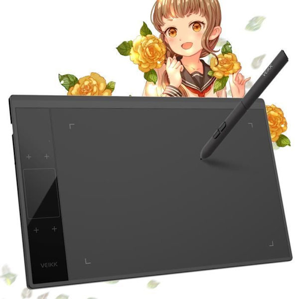VEIKK A30 10x6 ritplatta med 4 pekknappar 1 pekplatta, 8192 batterifri penna för Win, Mac, Linux, Android Några