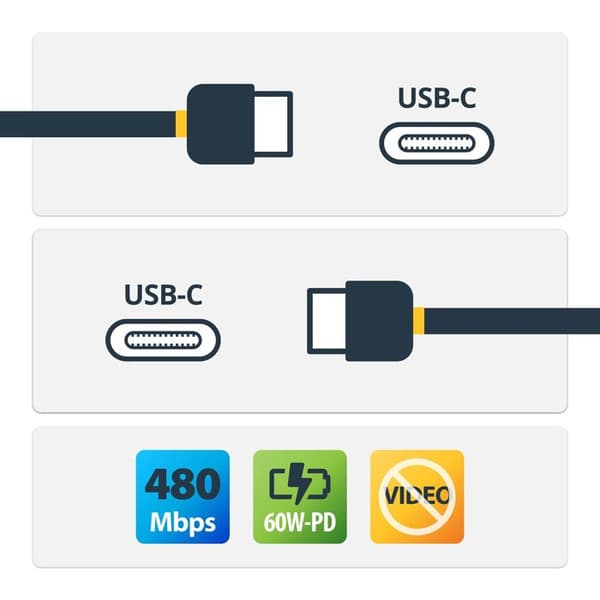 2m USB-C kabel - STARTECH.COM - USB-C laddare - USB 2.0 - Svart