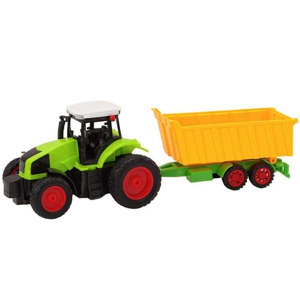Radiostyrd traktor - LEAN TOYS - 1:16 - Grön - Med släp - Batteri 3.7V ingår Grön traktor, gul släpvagn