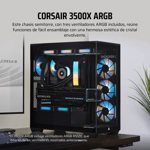PC-chassi medelstor utan strömförsörjning ATX Corsair 3500X ARGB