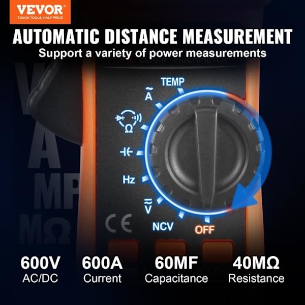 Tångmätare - VEVOR - TRMS Professionell Digital AC DC V/A NCV Multimeter