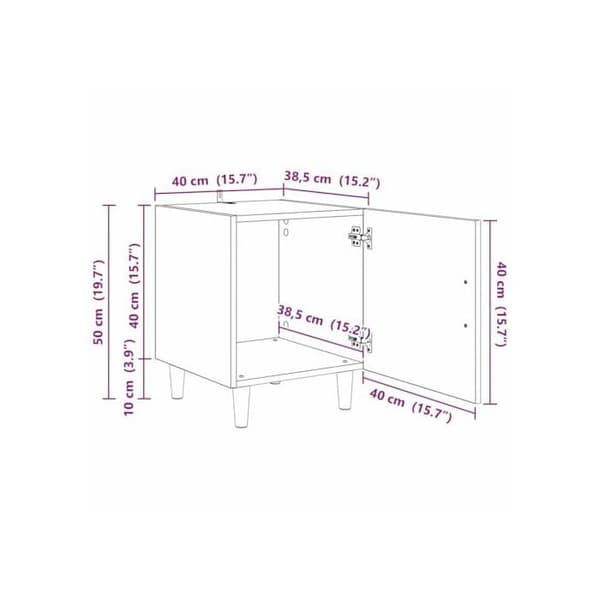 Sängbord i ingenjörsträ - vidaXL - Svart ek - 40x40x50 cm - Generös förvaring - Väggmontering
