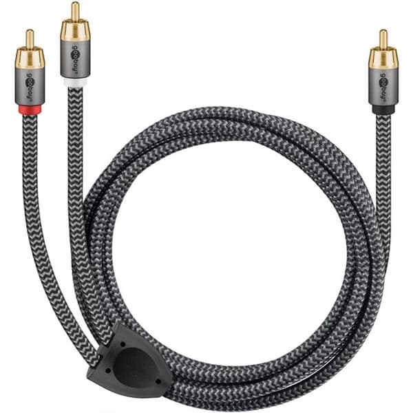 GOOBAY Ljudkabel 1 RCA hane - 2 RCA hanar guld nylonflätad 10m