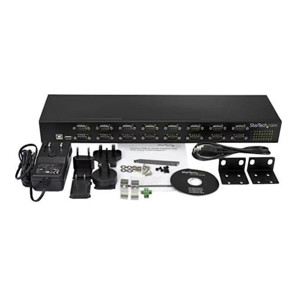 USB Seriell Hub - STARTECH - USB till 16x DB9 RS232 Adapter - Rackmonterbar - FTDI - Svart