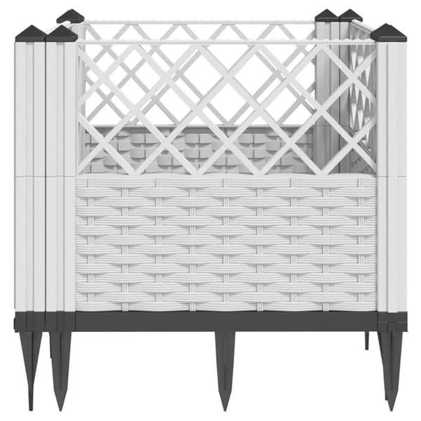 vidaXL Blomlåda med pinnar vit 43,5x43,5x43,5 cm PP 368010