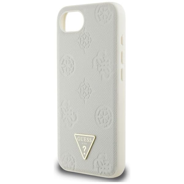 Coque Guess Peony Grained Hot Stamp Triangle Logo MagSafe för iPhone 16e - Beige beige