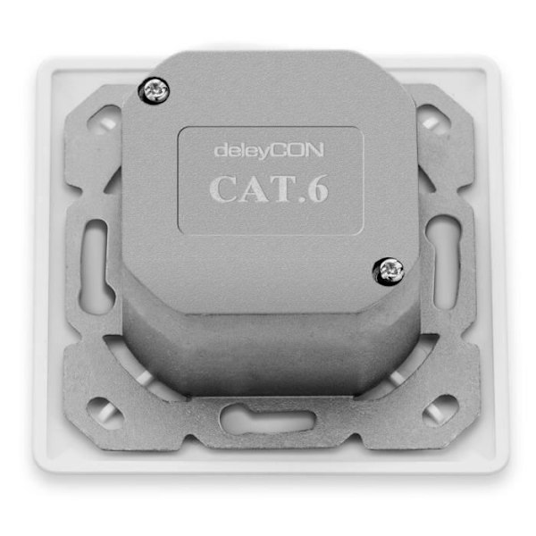 Nätverksbox CAT 6 - deleyCON - Universal - 2x Skärmade RJ45-portar - Vit - 1 Gbit Ethernet