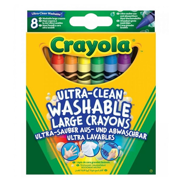 Crayola - 8 stora vaxkritor ultratvättbara - Färgning Flerfärgad