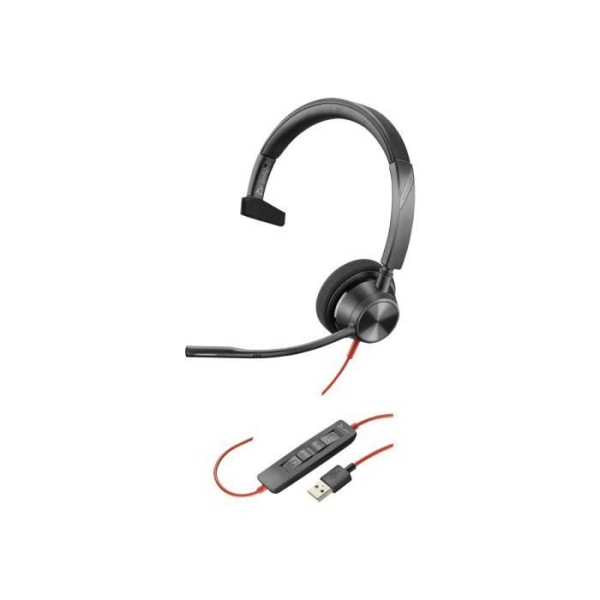 Headsetmikrofon - trådbunden - 3,5 mm-uttag, USB-A - HP Inc. - Poly Blackwire 3315-M - Blackwire 3300-serien - headsetmikrofon - on-ear -