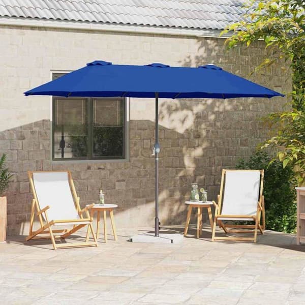 Fällbar trädgårdsparasol - vidaXL - Blå - 370x197x239 cm - Målad stålrör - Andningsbar polyesterduk Blå