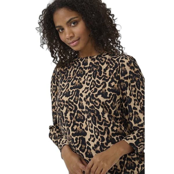 Blus dam KAFFE Hannah naturlig leopardmönster 36