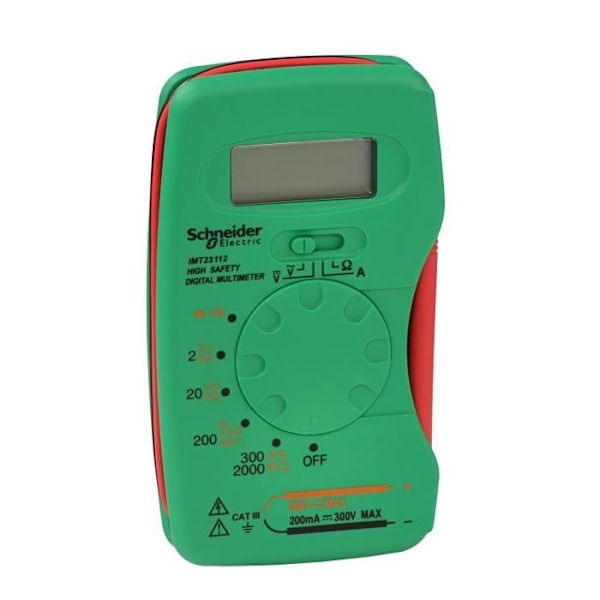 Digital fickmultimeter - SCHNEIDER - CAT III 300V - Mätning av spänning, ström och resistans