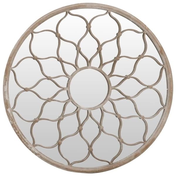 vidaXL Trädgårdsspegel Sand 60x3 cm Järn Rund utomhusbruk