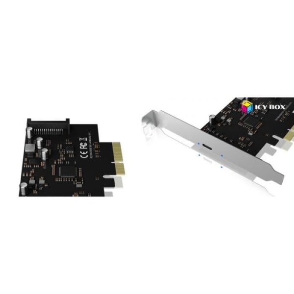 ICY BOX USB 3.2-kort med USB 3.2 Gen 2 x 2-port (20 Gbit/s), USB-C, Montering i PCIe-kortplats, Silver - 60748
