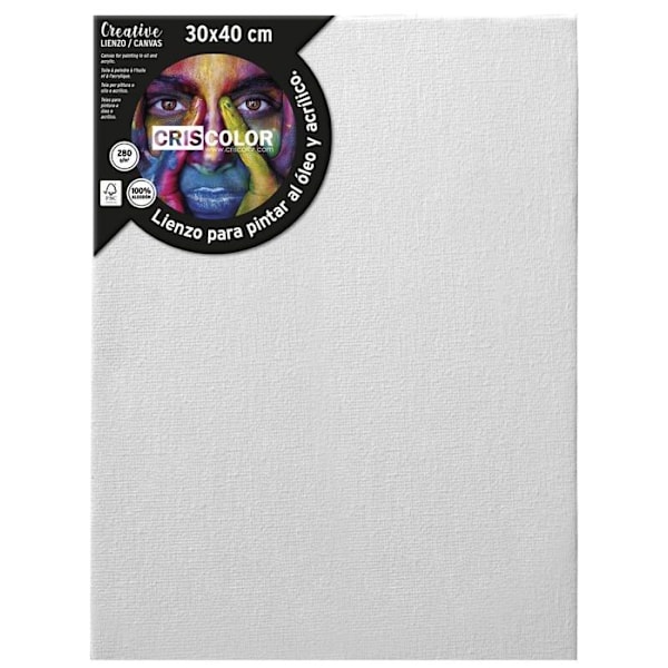 Criscolor Canvas - 42086 - Målarduk 30 x 40 cm, Bomull, Vit, LIENZO PARA PINTAR 30X40CM