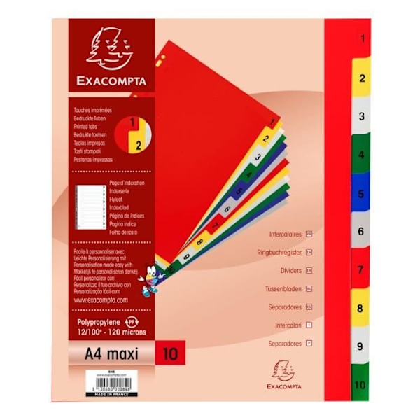 Interkalaire - Exacompta - A4+ - PP - 10 positioner - Färger varierade Olika färger