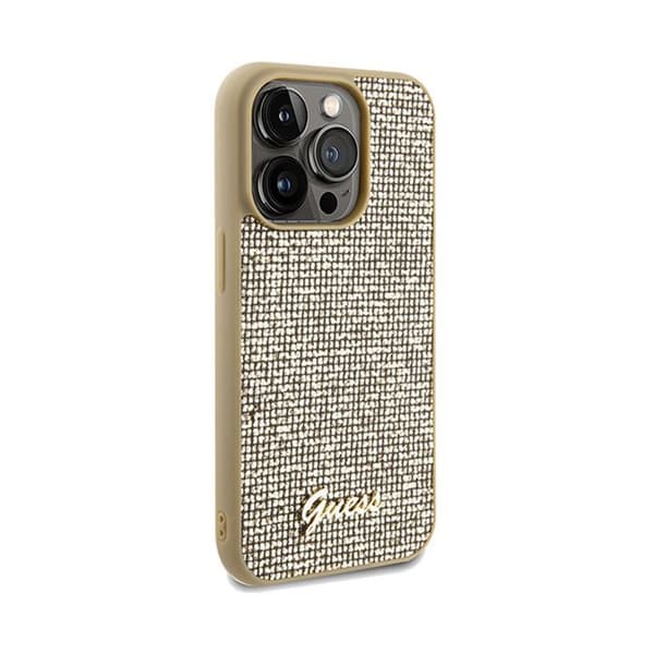 Guess Disco Metal Script - Fodral för iPhone 14 Pro Max (guld)