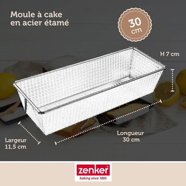 Kakform - ZENKER - 30x11,5 cm - Tinning stål - Grå - Diskmaskinssäker Grå