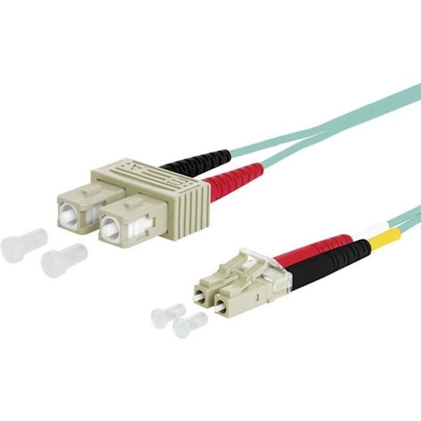 Metz Connect 151J1EOJO10E fiberoptisk anslutningskabel [2x SC hane - 2x LC hane] 50-125 µ Multimode OM3 1 m