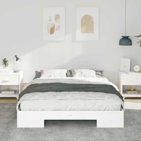 vidaXL Sängram Vit 140 x 200 cm 873029