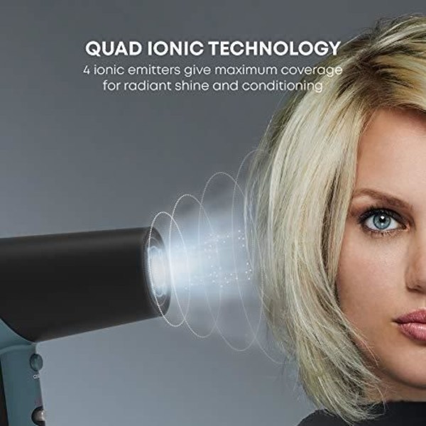 Revamp PROGLOSS™ 3800 Quadri-Ionic Hårtork | Lätt, bärbar, med koncentrator och volumisatorspets, Infu DR-3800-E