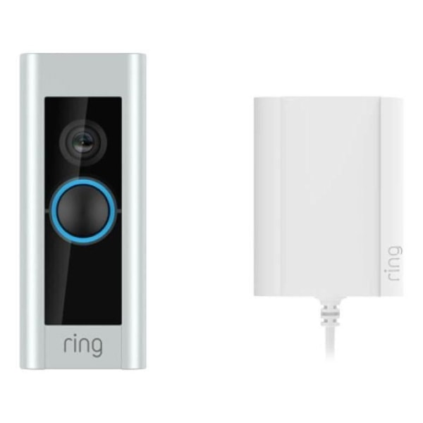Ring video dörrklocka pro 2 trådbunden (Video Doorbell Pro 2) + strömadapter | Ansluten dörrklocka med HD-videokamera, larmdetektering