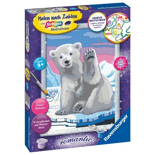 Ravensburger - 28985 - 4005555560 Paint by Numbers Game-Hallo, Little Polar Bear Children från 9 år,