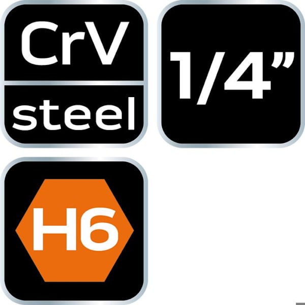Hexagonalt hylsa H6 på 1/4" fatning, kort, 37 mm