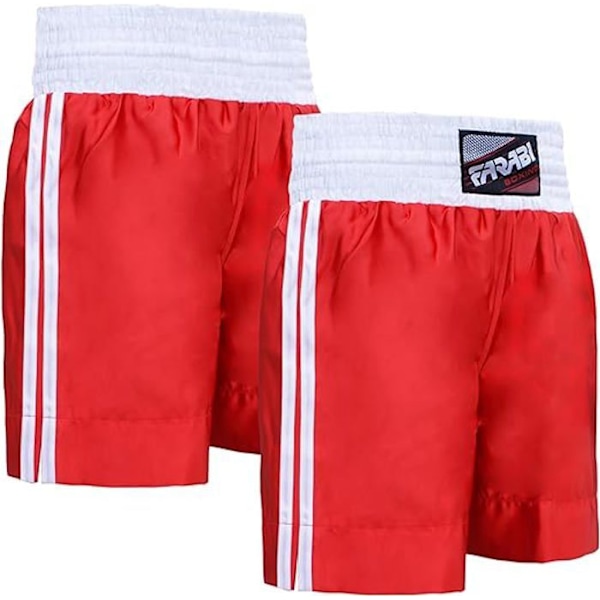 Farabi Sports Boxningsshorts, Thaiboxningsshorts, Kickboxning, Boxning, Kampsport, Röd Röd XS