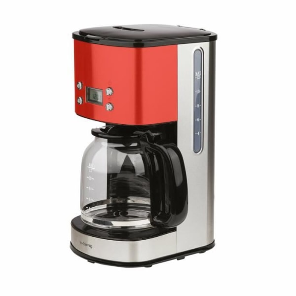 H.KOENIG MG30 röd programmerbar kaffebryggare med filter - 12/20 koppar - automatisk avstängning