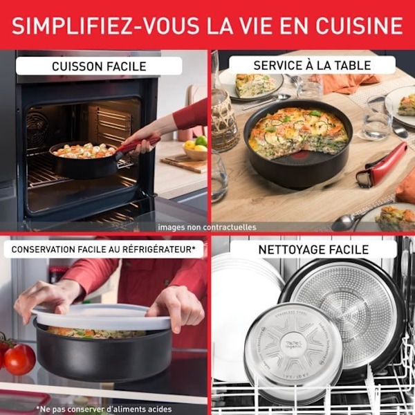TEFAL INGENIO Natural Force Wok 26 cm, Induktion, Non-stick, Staplingsbar, Tål diskmaskin, Tillverkad i Frankrike L3967702 Grå