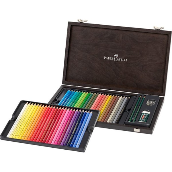 Box med pennor - Faber-Castell - Wenge - 48 polykromor - 2 grafiter - 1 suddgummi Polykromos