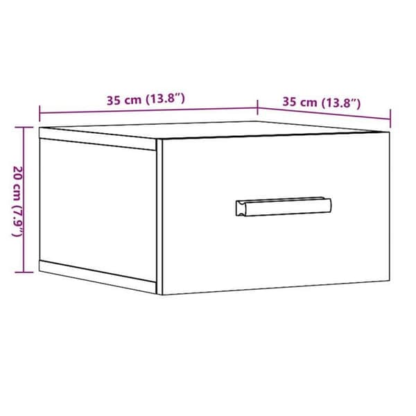 vidaXL Väggmonterad sängbord gammalt trä 35x35x20 cm 857063