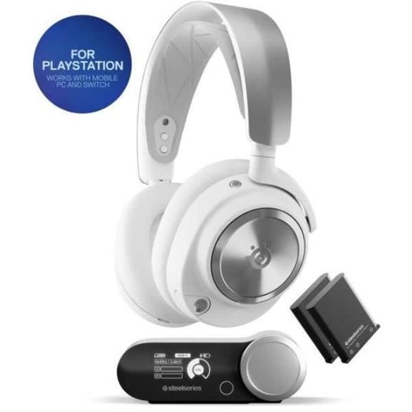 Trådlöst spelheadset - STEELSERIES - Arctis Nova Pro P - Vit vitt och grått