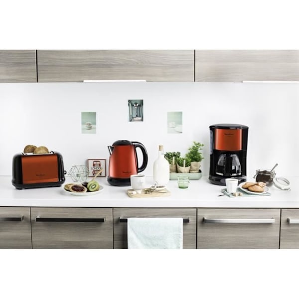 MOULINEX Subito Filter kaffebryggare Röd, 1,25L, 10-15 koppar, Vridbar filterhållare FG360D11 Röd