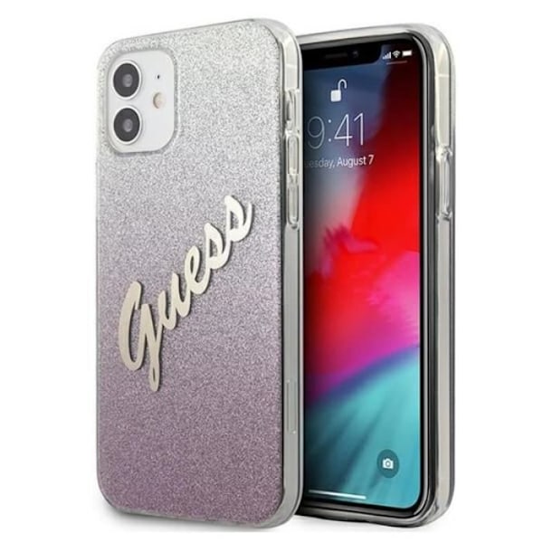 Guess Skyddsfodral för iPhone 12 Mini 5.4`` Rosa Glitter - GUHCP12SPCUGLSPI