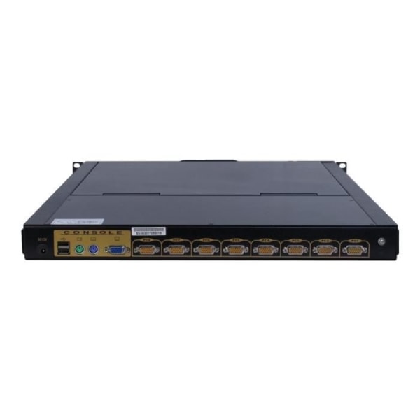 Inter-Tech KVM-1708 LED KVM-konsol med 8-portars PS-2 KVM-switch, USB 17" rackmonterbar 1280 x 1024 300 Lumen 1000:1 VGA