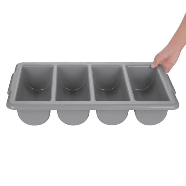 Bestickbricka - Kristallon - Stapelbar - Plast - 4 fack - Grå Grå