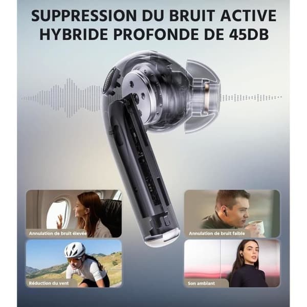 Hörlurar - Edifier - W260NC - Bluetooth 5.3 - Aktiv Brusreducering - In-ear Mörkblå
