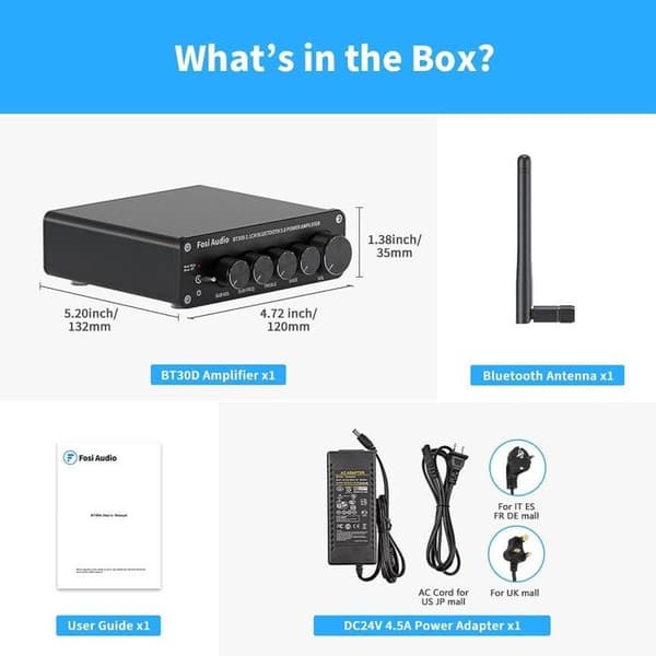 Fosi Audio BT30D 2.1 Förstärkare – Bluetooth 5.0 – Bas & Diskant