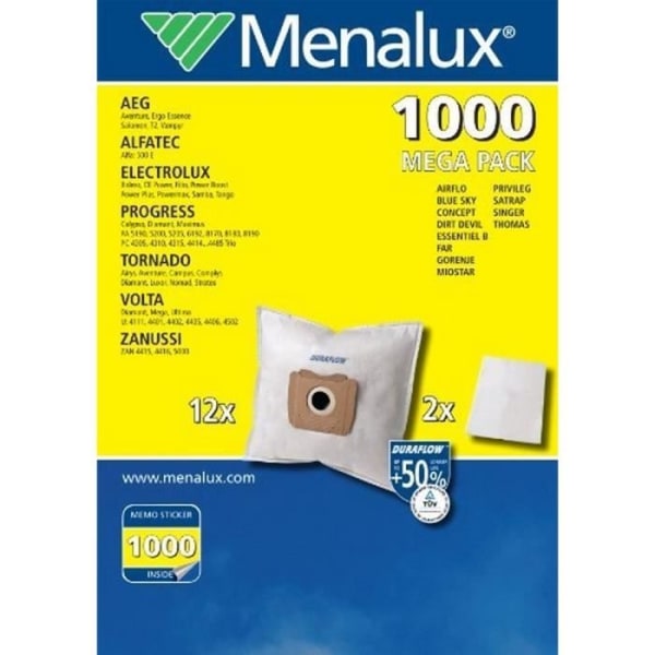 Menalux 1000 MP dammsugarpåse med 12 påsar och 2 mikrofilter