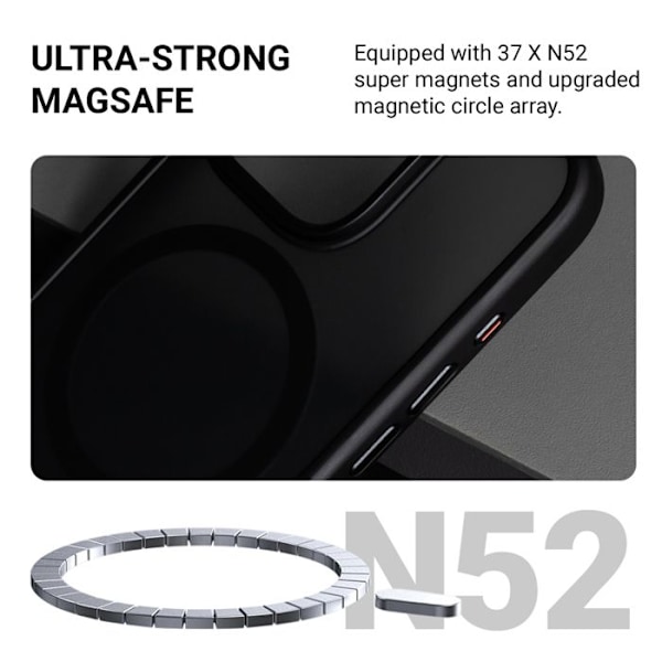 Coque för iPhone 16e MagSafe (svart) Crong Hybrid Frost MAG Cover