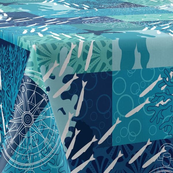 Nemo rektangulär fläckavvisande duk 150 x 200 cm - polyester blå/turkos Blå, Turkos, Vit